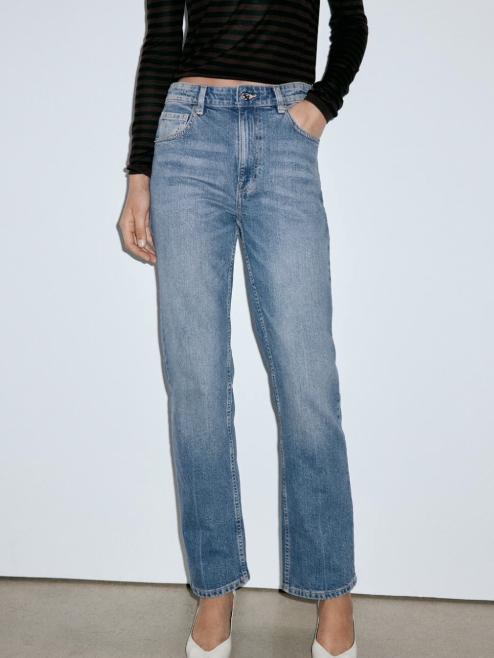 Zara Light Blue Straight-Leg Jeans